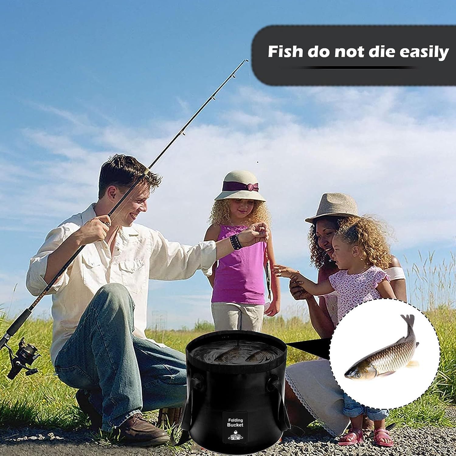 collapsible bucket fishing Portable Outdoor Collapsible Water Bucket – PumpyShower